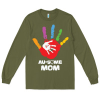 Army Green LIL Autism Mom Long Sleeve Tee - CowhideDigitalArt