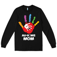 Black LIL Autism Mom Long Sleeve Tee - CowhideDigitalArt