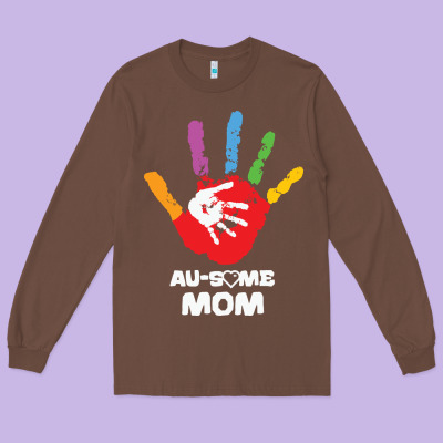 Lil Autism Mom Long Sleeve Tee Designed By Cowhidedigitalart