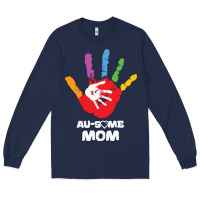 Navy LIL Autism Mom Long Sleeve Tee - CowhideDigitalArt