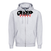 Heather Grey roller derby helmets Zipper Hoodie - linhVisuals