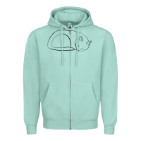 Seafoam Sleeping Cat Line Art Zipper Hoodie - linhVisuals