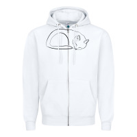 White Sleeping Cat Line Art Zipper Hoodie - linhVisuals