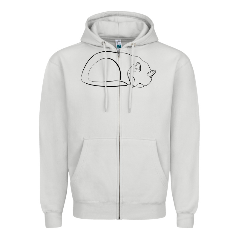 Sleeping Cat Line Art Zipper Hoodie by linhVisuals | Teevron