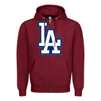 Burgundy la los angeles Zipper Hoodie - linhVisuals