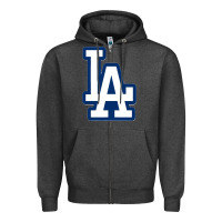 Charcoal Heather la los angeles Zipper Hoodie - linhVisuals