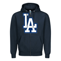 Navy la los angeles Zipper Hoodie - linhVisuals