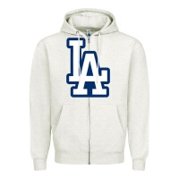 Oatmeal Heather la los angeles Zipper Hoodie - linhVisuals