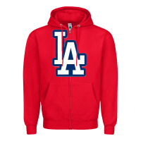 Red la los angeles Zipper Hoodie - linhVisuals