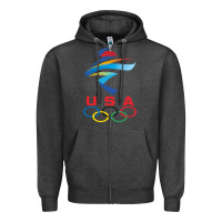Charcoal Heather USA OLYMPIC RINGS Zipper Hoodie - linhVisuals