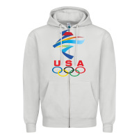Dove Grey USA OLYMPIC RINGS Zipper Hoodie - linhVisuals