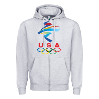 Heather Grey USA OLYMPIC RINGS Zipper Hoodie - linhVisuals