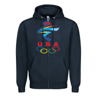 Navy USA OLYMPIC RINGS Zipper Hoodie - linhVisuals