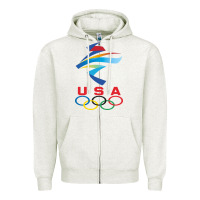 Oatmeal Heather USA OLYMPIC RINGS Zipper Hoodie - linhVisuals