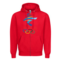 Red USA OLYMPIC RINGS Zipper Hoodie - linhVisuals