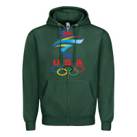 Sports Green USA OLYMPIC RINGS Zipper Hoodie - linhVisuals