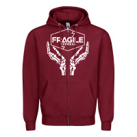 Burgundy fragile express death stranding Zipper Hoodie - linhVisuals
