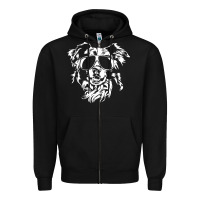 Black border collie dog t  shirt border collie with sunglasses cool dog t  s Zipper Hoodie - linhVisuals