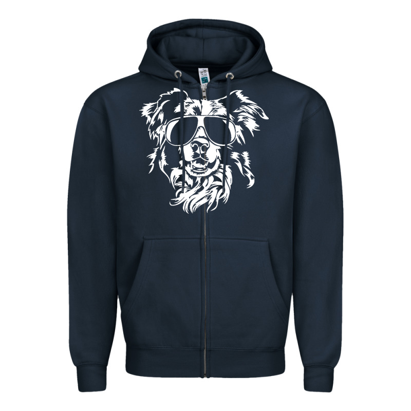 Border Collie Dog T  Shirt Border Collie With Sunglasses Cool Dog T  S Zipper Hoodie by linhVisuals | Teevron