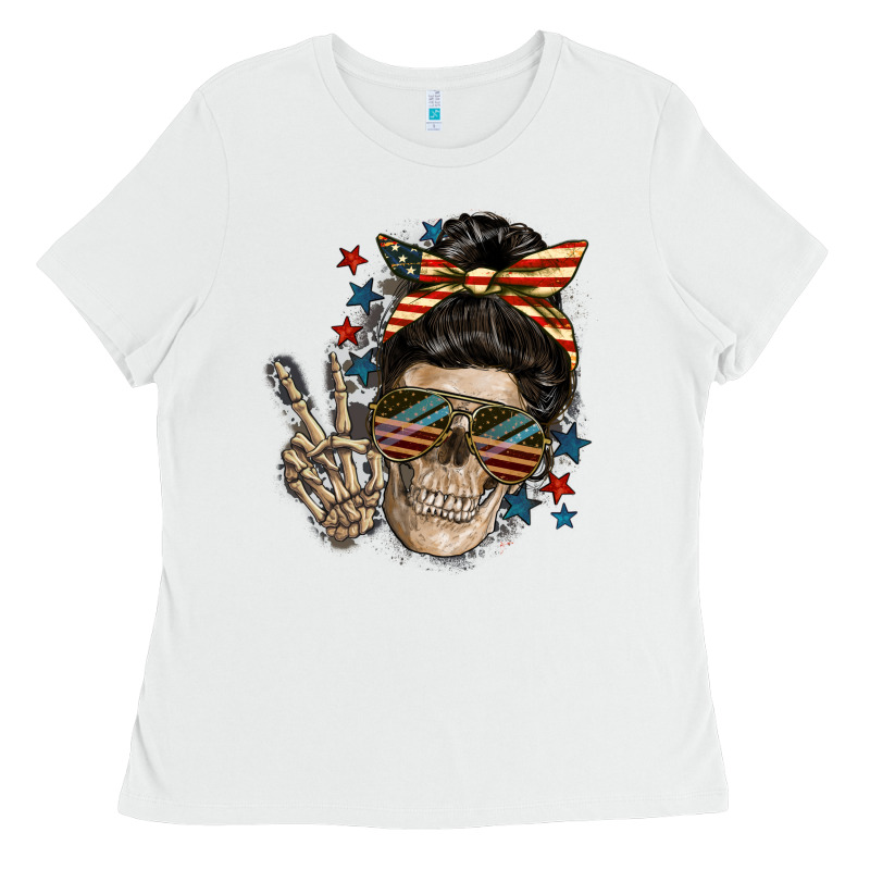 American Mother Skull Ladies Tee by FaDigitalArtStudio | Teevron