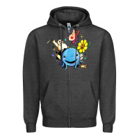 Charcoal Heather oswald the octopus Zipper Hoodie - linhVisuals