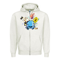 Oatmeal Heather oswald the octopus Zipper Hoodie - linhVisuals