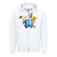 White oswald the octopus Zipper Hoodie - linhVisuals
