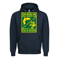 Navy oregon fish & wildlife deadheads unite! Zipper Hoodie - linhVisuals