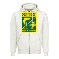 Oatmeal Heather oregon fish & wildlife deadheads unite! Zipper Hoodie - linhVisuals