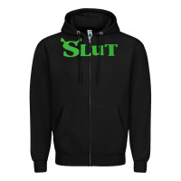 Black SHREK SLUT GREEN SHIRT Zipper Hoodie - linhVisuals