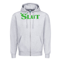 Heather Grey SHREK SLUT GREEN SHIRT Zipper Hoodie - linhVisuals