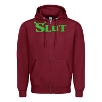 Burgundy SHREK SLUT GREEN SHIRT Zipper Hoodie - linhVisuals