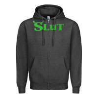 Charcoal Heather SHREK SLUT GREEN SHIRT Zipper Hoodie - linhVisuals