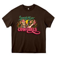 Chocolate Brown Long life Cowgirls Heavy Core Tee - HowdyJamesFarm