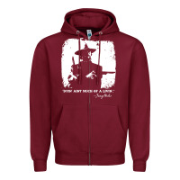 Burgundy josey wales player film Zipper Hoodie - linhVisuals