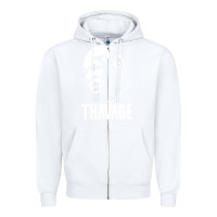 White THAVAGE Zipper Hoodie - linhVisuals