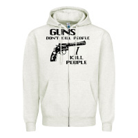 Oatmeal Heather guns dont kill people i kill people 1996 Zipper Hoodie - linhVisuals