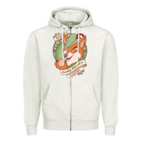 Oatmeal Heather chin up   robin hood Zipper Hoodie - linhVisuals