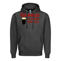Charcoal Heather guiness is good for you (and me) hq fnny Zipper Hoodie - linhVisuals