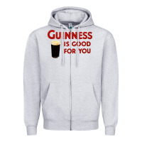 Heather Grey guiness is good for you (and me) hq fnny Zipper Hoodie - linhVisuals