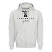 Dove Grey torchwood institute Zipper Hoodie - linhVisuals