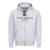 Heather Grey torchwood institute Zipper Hoodie - linhVisuals