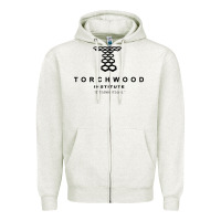Oatmeal Heather torchwood institute Zipper Hoodie - linhVisuals