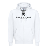 White torchwood institute Zipper Hoodie - linhVisuals