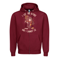 Burgundy i like big books Zipper Hoodie - linhVisuals