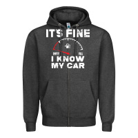 Charcoal Heather Empty gas gauge it’s fine i know my car low fuel joke Zipper Hoodie - linhVisuals