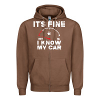 Chestnut Empty gas gauge it’s fine i know my car low fuel joke Zipper Hoodie - linhVisuals