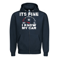 Navy Empty gas gauge it’s fine i know my car low fuel joke Zipper Hoodie - linhVisuals
