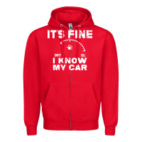 Red Empty gas gauge it’s fine i know my car low fuel joke Zipper Hoodie - linhVisuals