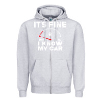 Heather Grey Empty gas gauge it’s fine i know my car low fuel joke Zipper Hoodie - linhVisuals